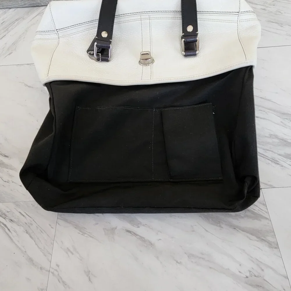 Rare Vintage Coach Hamilton White Pebbled Leather Satchel Tote Bag Purse